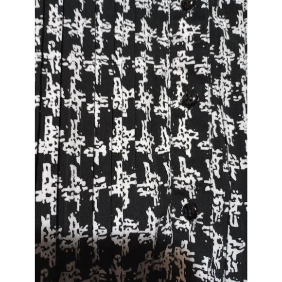 Apt‎ 9 Shirt Womens 3X Black White Button Down Stretch Blouse Geometric Print - Picture 3 of 8